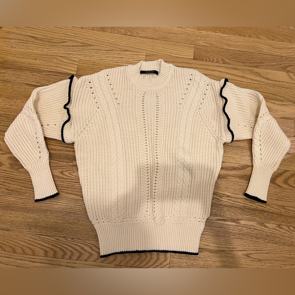 Cream Scotch & Soda Sweater with Black Ruffle details